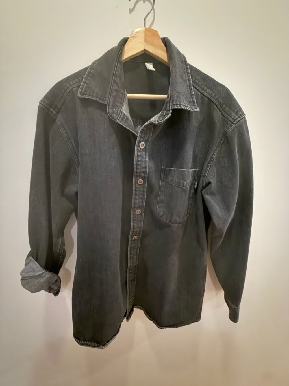 Original Style Washed Black Denim Button-Down Shirt Men’s XL
